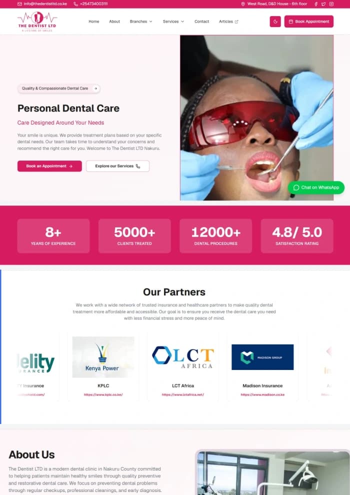 The Dentist Ltd Website Project - Business Management Software