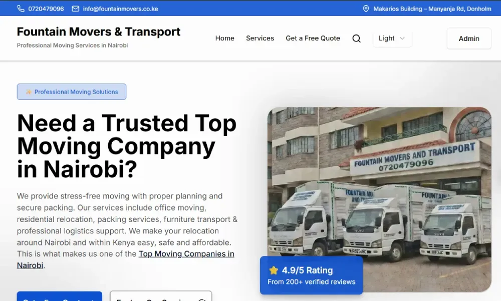 Fountain Movers & Transport Website Development by Mjini Digital