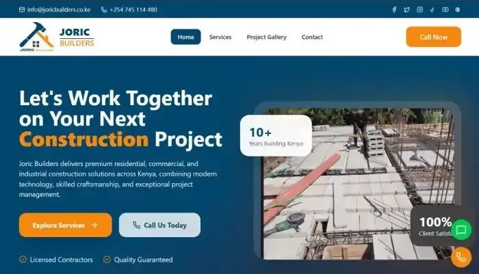 Joric Builders Website Development by Mjini Digital